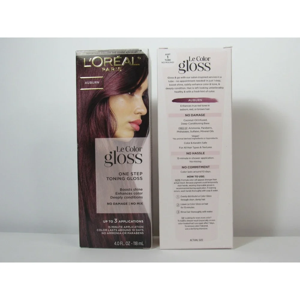 Lot of 2 Loreal Le Color Gloss One Step Toning Auburn Boosts Hair Shine NEW